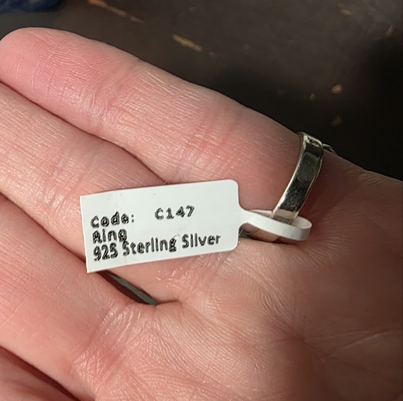 Jade Cabachon 925 Sterling Silver Ring Size 6 - Picture 4 of 4